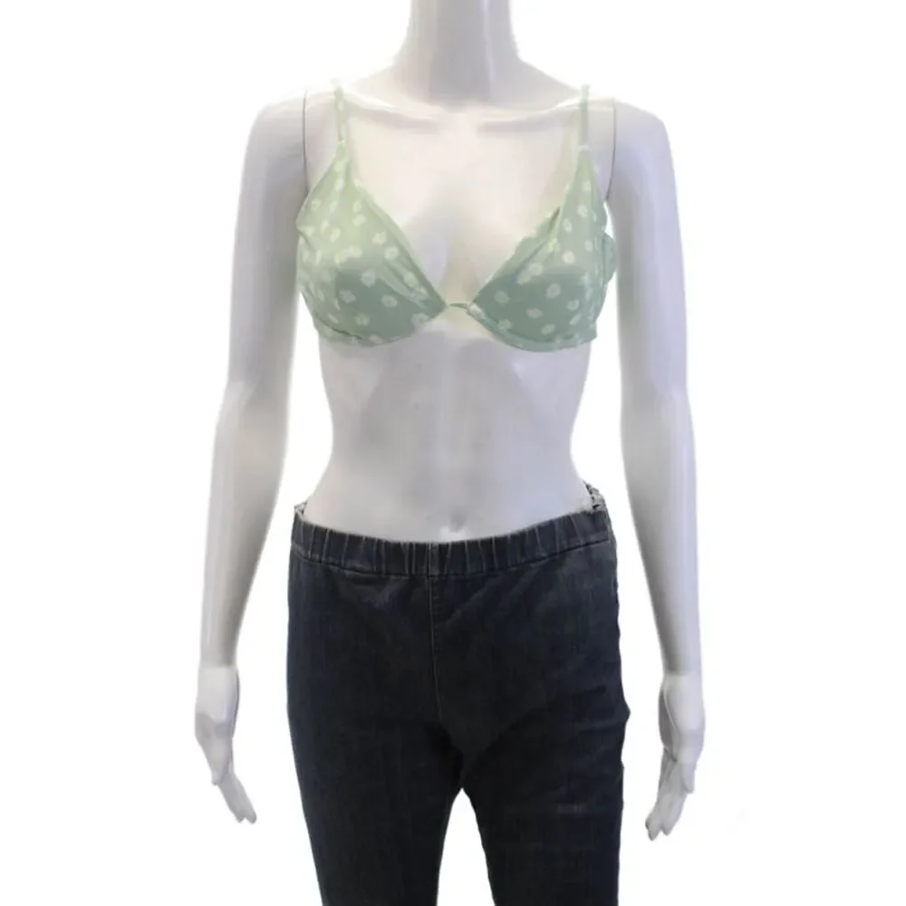 Onia Womens Textured Daisy Printed Liana Bikini Top Sea Green Size XL